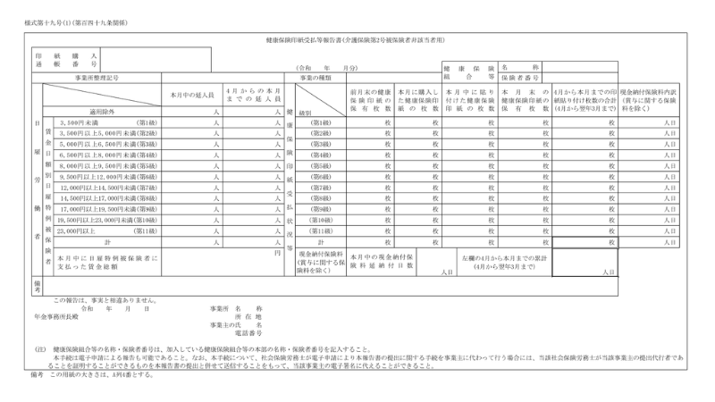 健康保険印紙受払等報告書