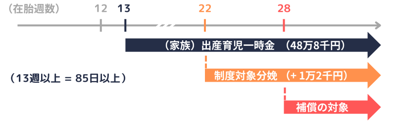 各制度の出産の範囲(在胎週数)