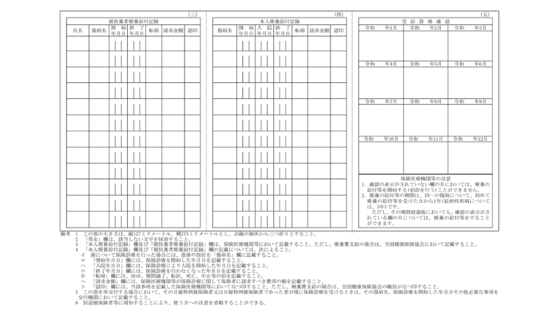 受給資格者票｜裏